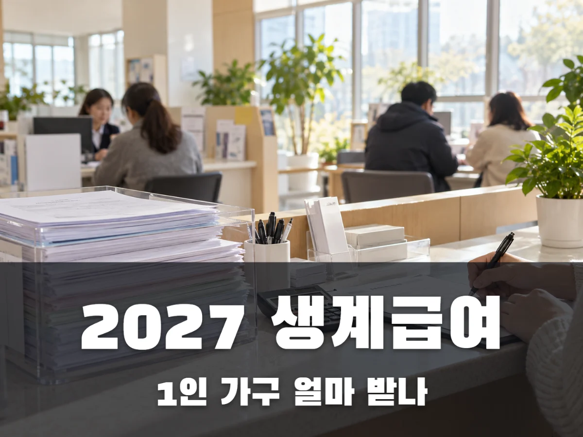 2027 생계급여 얼마? 1인 가구 선정기준과 받는 금액